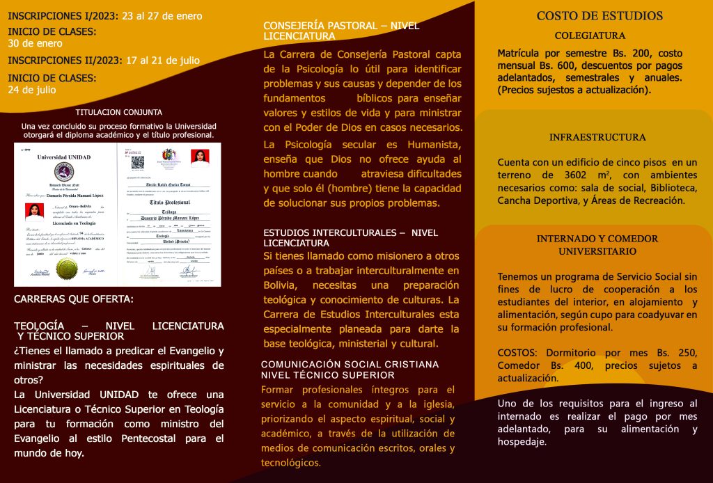 Triptico Universidad Unidad 2023 A